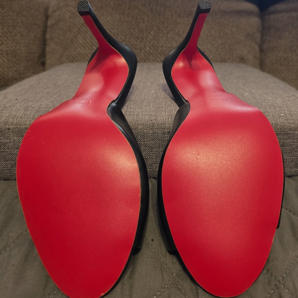 Miss Z Christian Louboutin Black Peep-Toe Heels - Picture 3 of 5